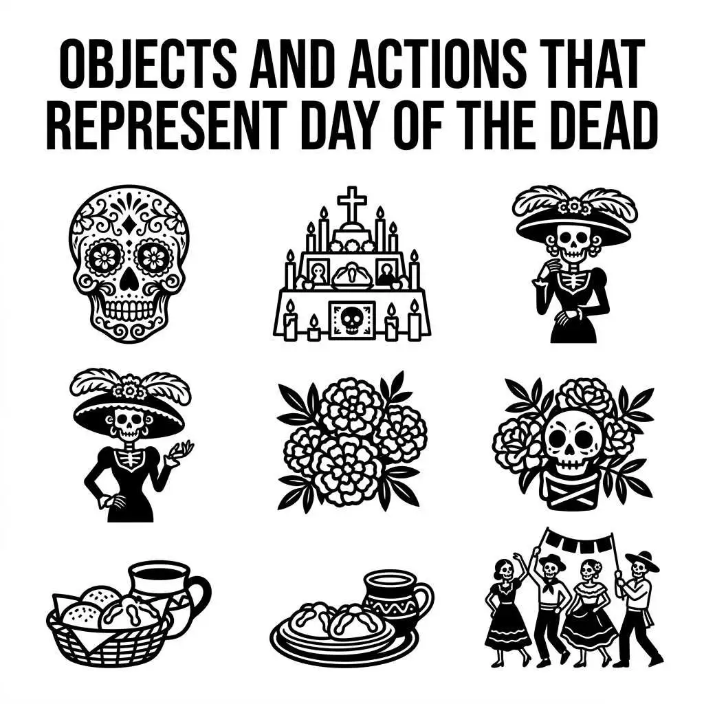 Objects And Actions That Represent Day Of The Dead